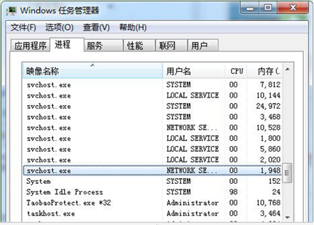 win7系统任务管理器中为何有很多svchost.exe进程？正常吗？