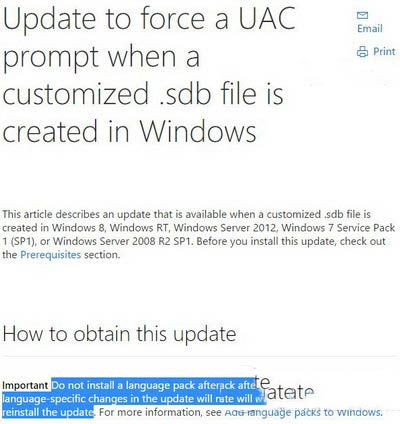 更新kb3045645补丁后win7系统语言包会无法安装