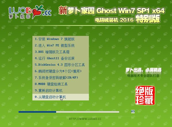 萝卜家园windows7绿色版纯净版64位最新系统