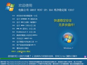 电脑公司windows7纯净版64位系统下载v2017.10