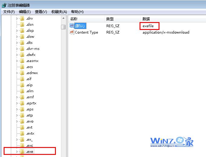 确认窗口右边默认值的参数为“exefile”