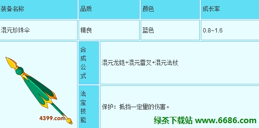 混元珍珠伞：混元龙铠+混元雷叉+混元法杖