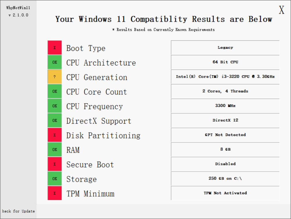 民间大神出手！WhyNotWin11(Win11硬件配置检测工具)