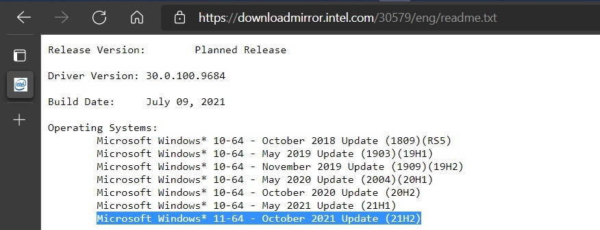 英特尔显卡驱动内包含的文档暗示了Win11的可能发布日期