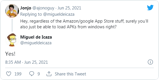 微软允许用户在Windows 11上侧载Android APK安装包