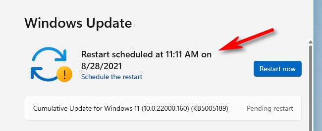 怎么在Windows 11上为Windows更新安排重新启动？