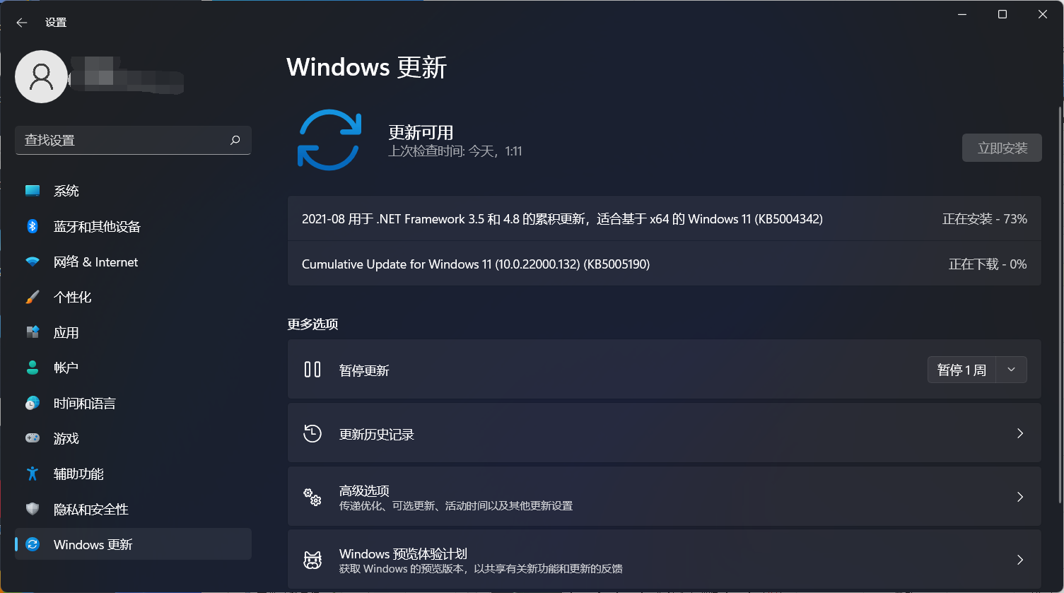 微软Cumulative Update for Windows11(10.0.22000.132)(KB5005190)