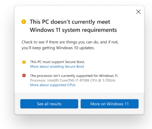 微软更新Windows 11最低系统需求 支持更多旧处理器