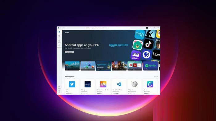 亚马逊的AppStore首次出现在Microsoft Store中 Win11将通过前者下载安卓App