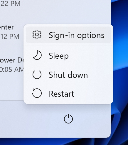 Windows 11 Build 22458发布：电源菜单新增“登录选项”链接