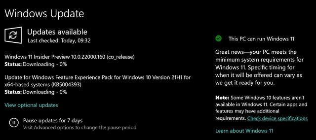 微软测试Windows Update页面可提醒 Win11 升级兼容性 试图使用遥测数据