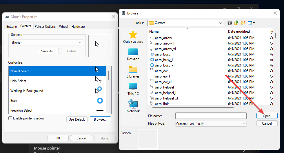 Windows 11 下如何应用您的新光标方案