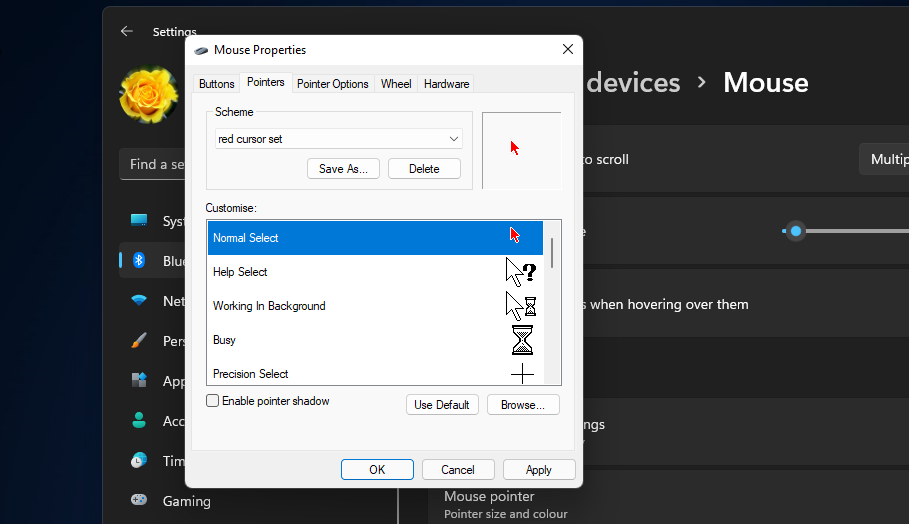 Windows 11 下如何应用您的新光标方案