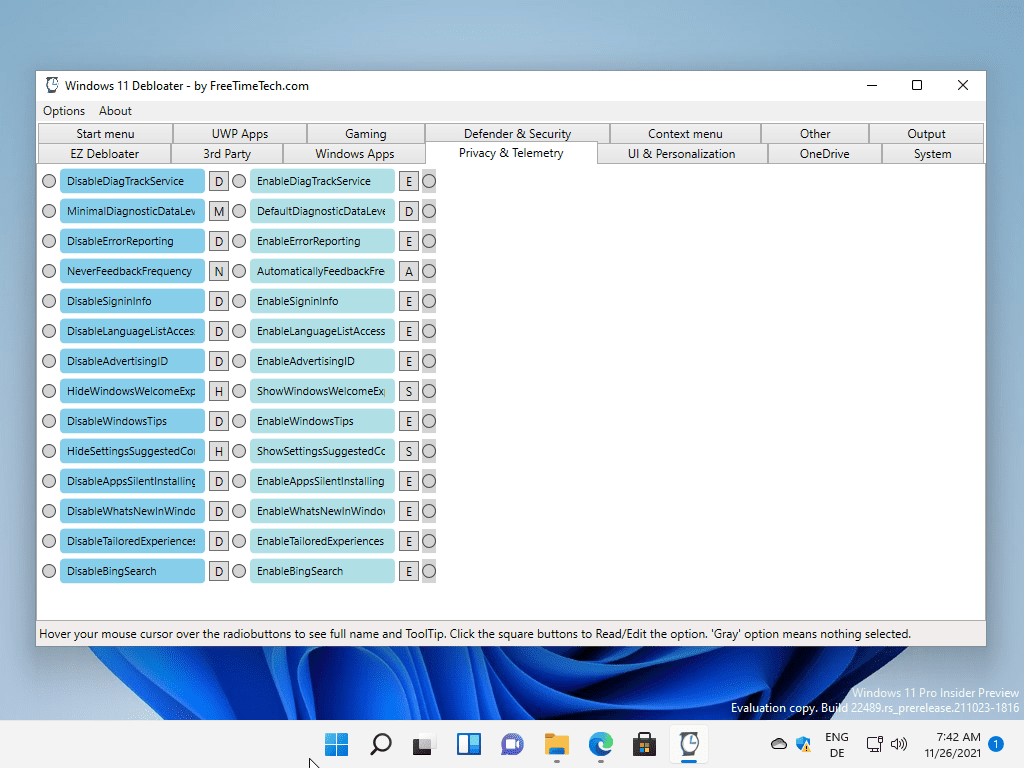 Win11 Debloater 是一个强大的调整器